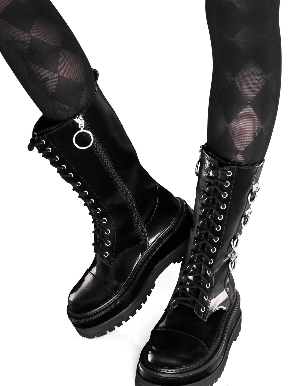 Trent Black Liquid Velvet Boots - Picture 2 of 10